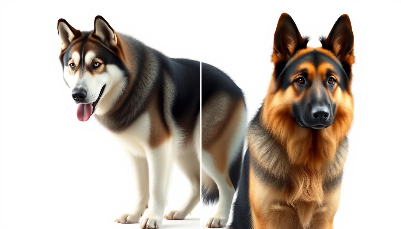 Husky VS German Shepherd Dog Breed